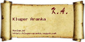 Kluger Aranka névjegykártya